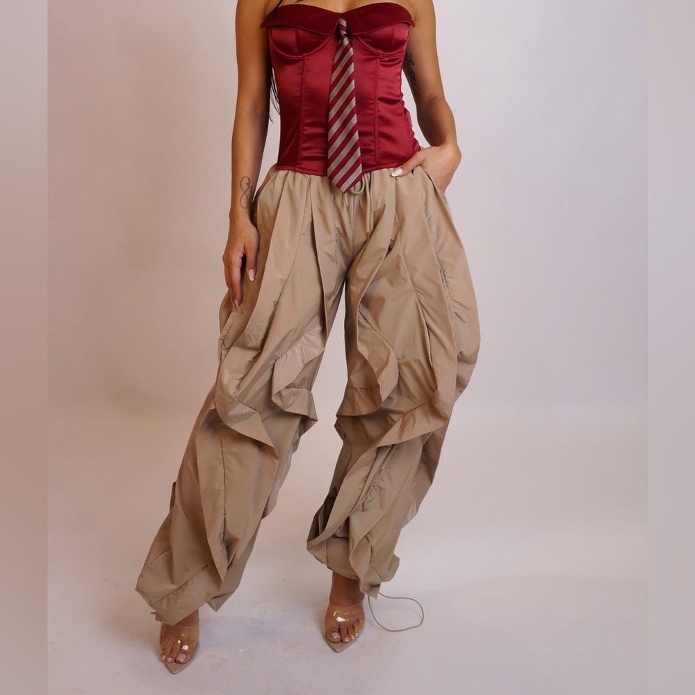 TAUPE Ruffled Pants